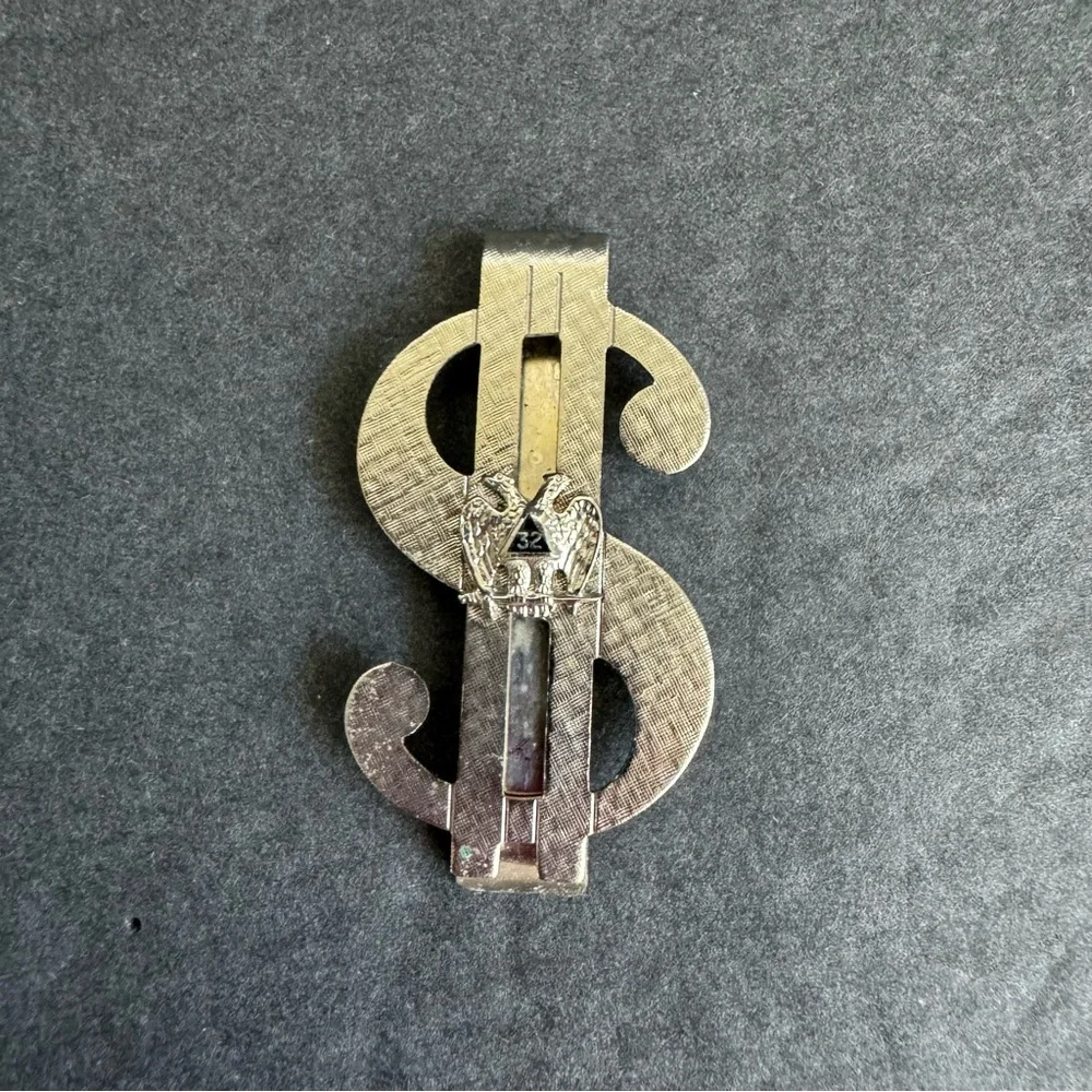 Vintage FOE Fraternal Order Of Eagles‎ Club Money Clip Silver Tone Dollar Sign